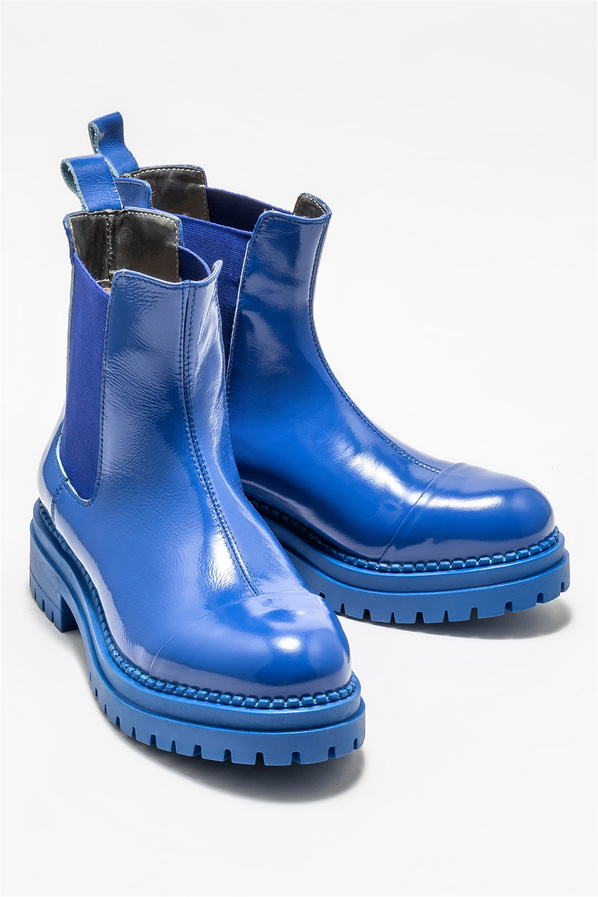 Mavi deri kadın bot, günlük kullanım için - Elle Shoes