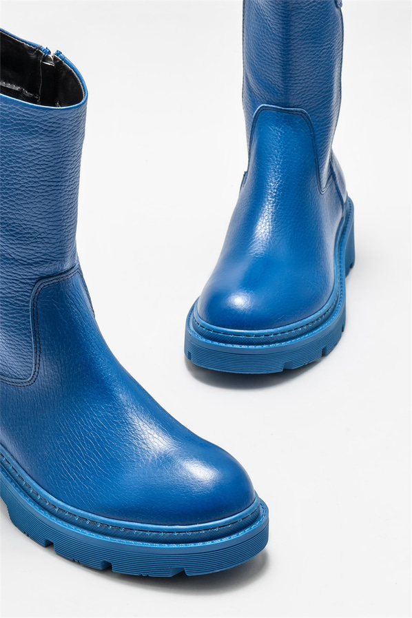 Mavi deri kadın bot, günlük kullanım için - Elle Shoes