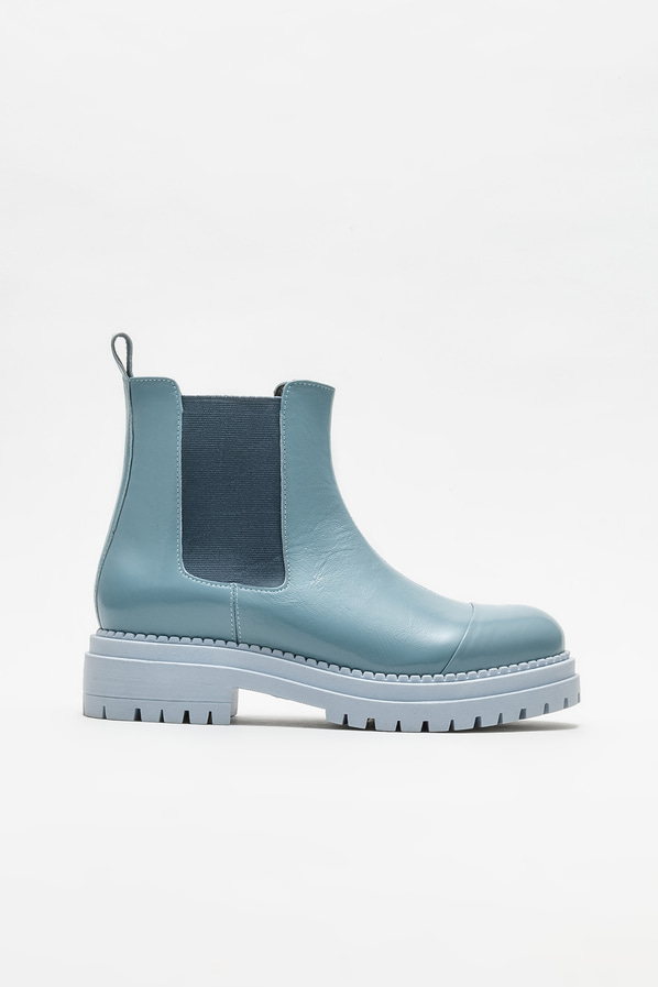 Mavi deri düz kadın bot, günlük kullanım için - Elle Shoes
