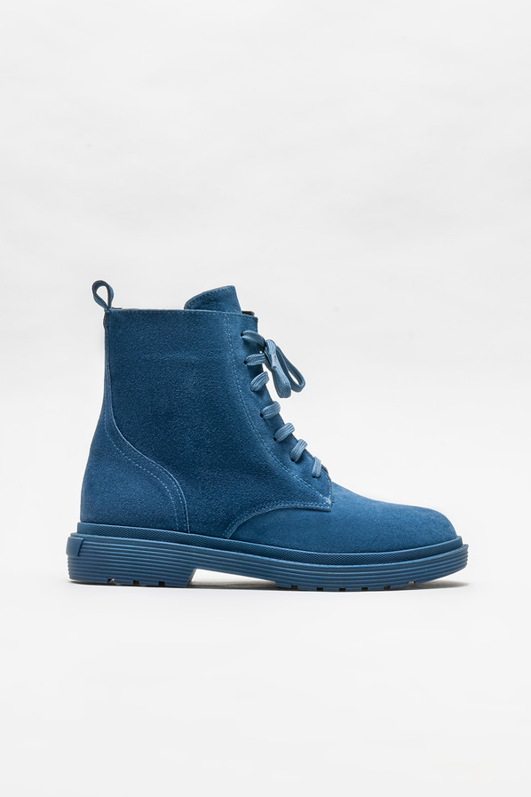 Mavi deri düz kadın bot, günlük kullanım için - Elle Shoes