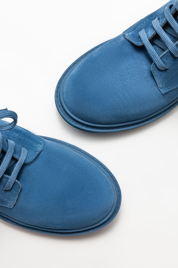 Mavi deri düz kadın bot, günlük kullanım için - Elle Shoes