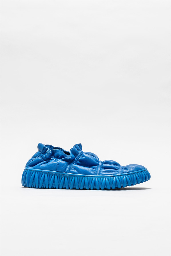 Mavi deri kadın slippers - Elle Shoes