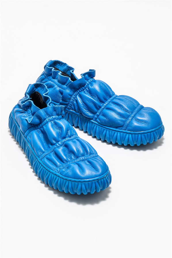 Mavi deri kadın slippers - Elle Shoes