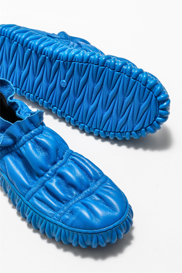 Mavi deri kadın slippers - Elle Shoes