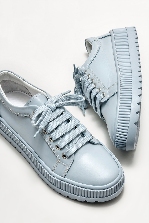 Mavi deri kadın spor ayakkabı - Elle Shoes