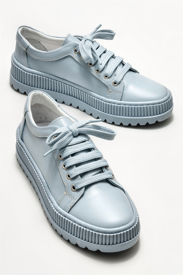 Mavi deri kadın spor ayakkabı - Elle Shoes
