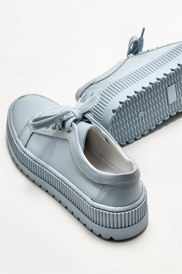 Mavi deri kadın spor ayakkabı - Elle Shoes