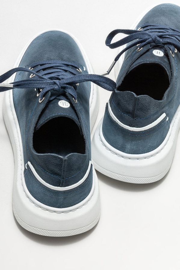 Mavi deri kadın spor ayakkabı - Elle Shoes