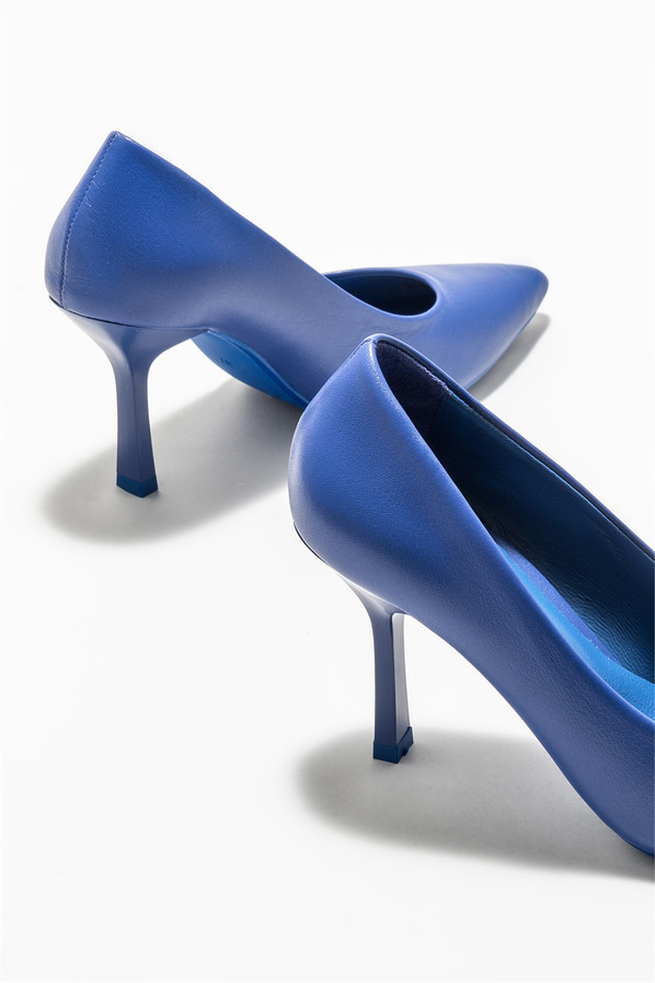 Mavi deri kadın stiletto - Elle Shoes