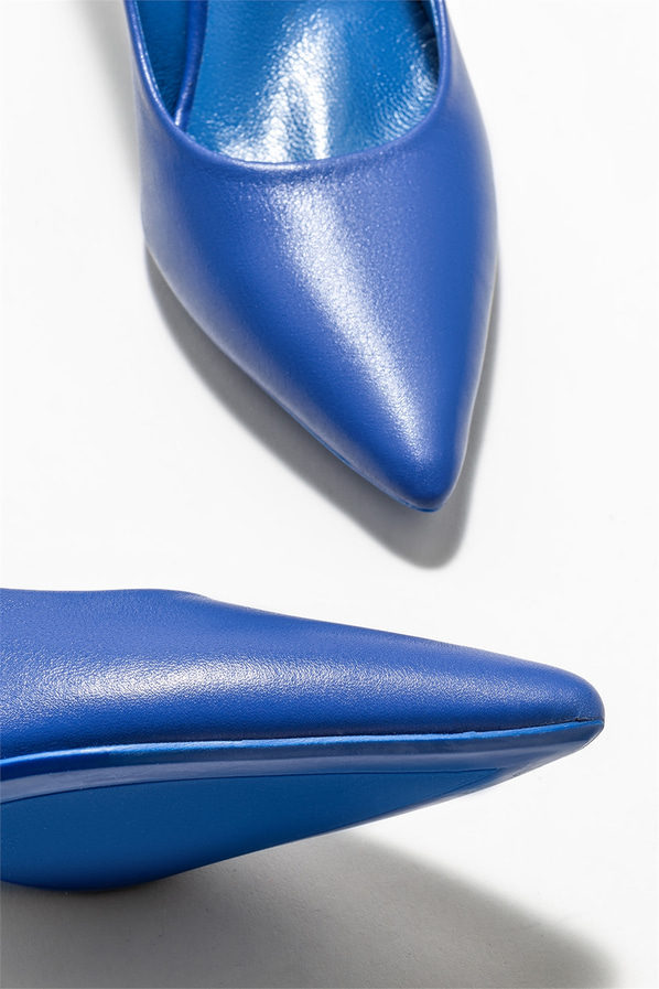 Mavi deri kadın stiletto - Elle Shoes