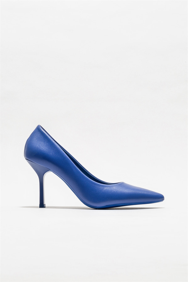 Mavi deri kadın stiletto - Elle Shoes