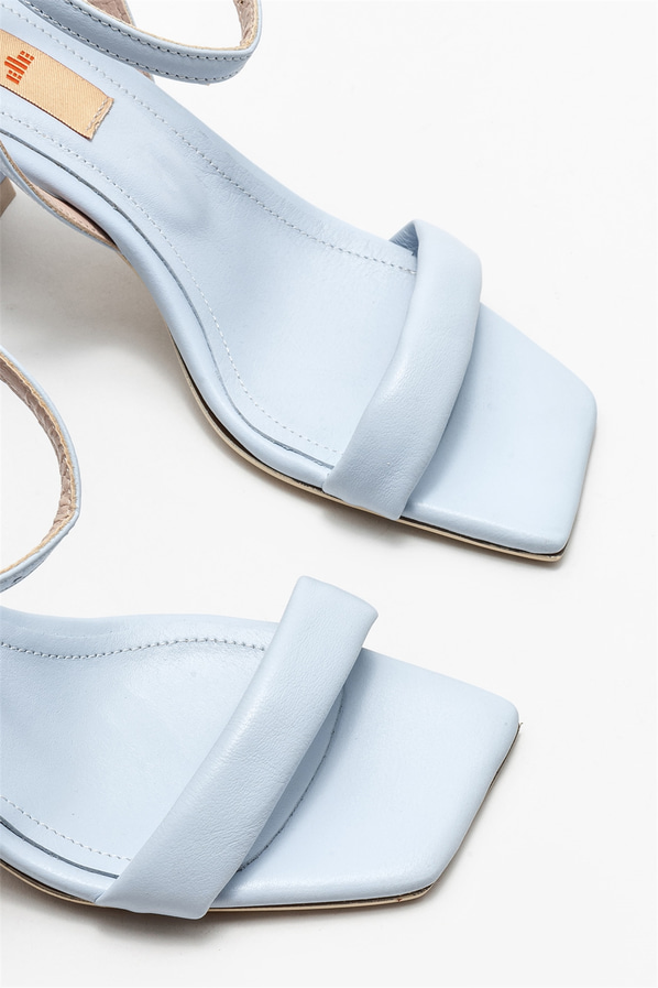 Mavi deri topuklu kadın sandalet - Elle Shoes