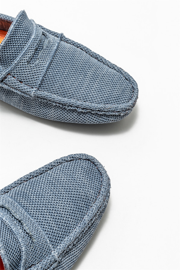 Mavi erkek loafer, günlük kullanım için - Elle Shoes