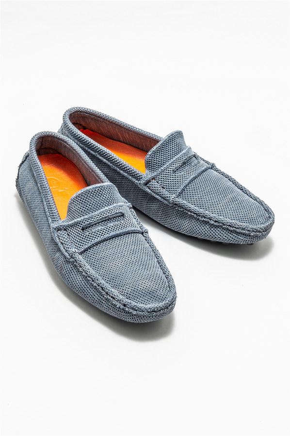 Mavi erkek loafer, günlük kullanım için - Elle Shoes