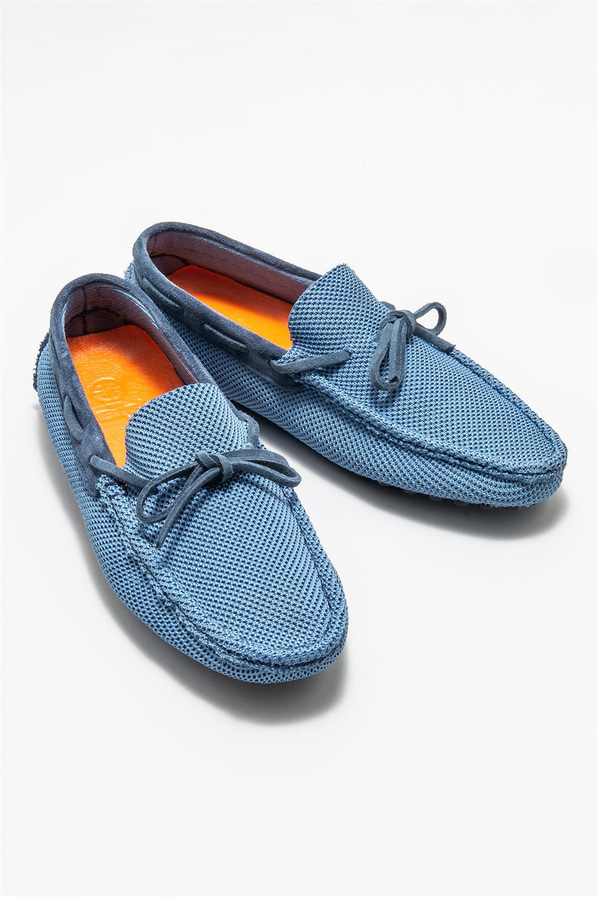 Mavi erkek loafer, günlük kullanım için - Elle Shoes