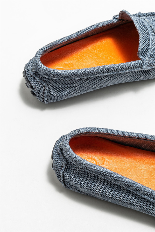 Mavi erkek loafer, günlük kullanım için - Elle Shoes