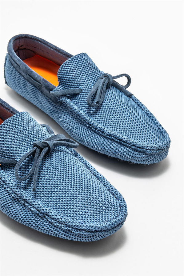 Mavi erkek loafer, günlük kullanım için - Elle Shoes