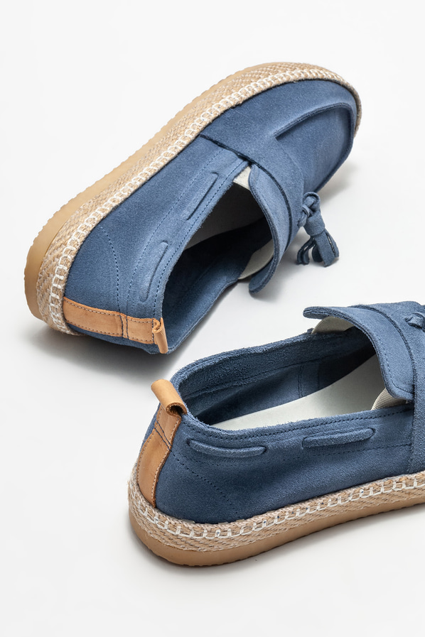 Mavi deri erkek loafer - Elle Shoes