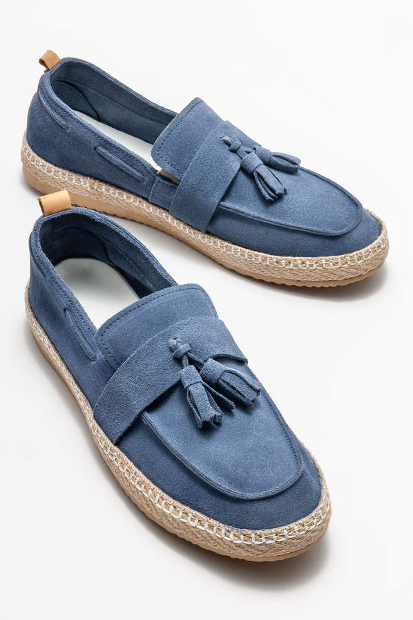 Mavi deri erkek loafer - Elle Shoes