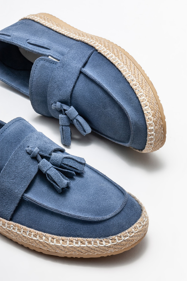 Mavi deri erkek loafer - Elle Shoes