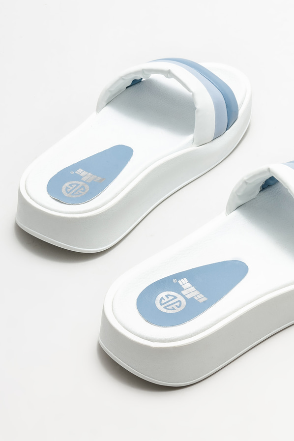 Mavi dolgu topuklu kadın terlik - Elle Shoes