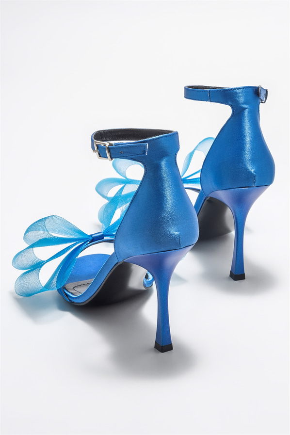 Mavi topuklu kadın sandalet - Elle Shoes