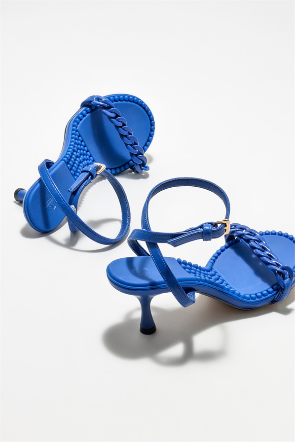 Mavi topuklu kadın sandalet - Elle Shoes