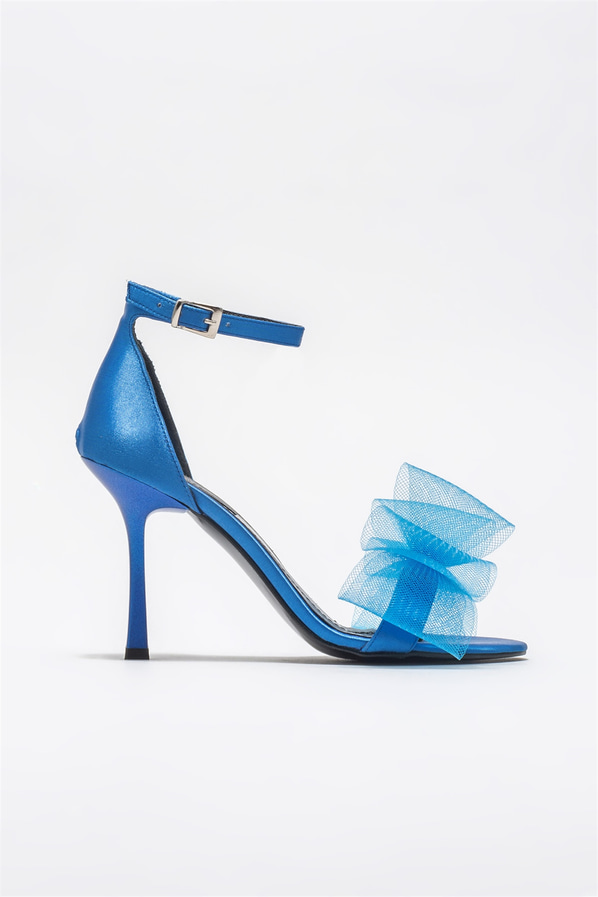 Mavi topuklu kadın sandalet - Elle Shoes