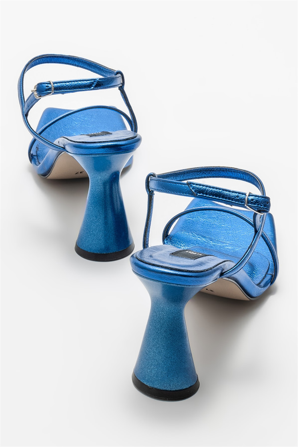Mavi topuklu kadın sandalet - Elle Shoes