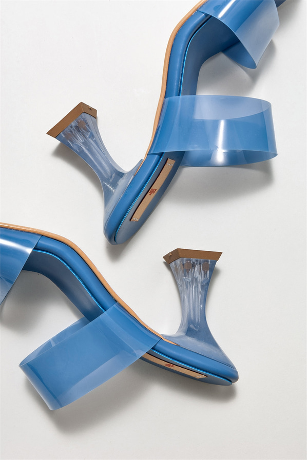 Mavi topuklu kadın terlik - Elle Shoes