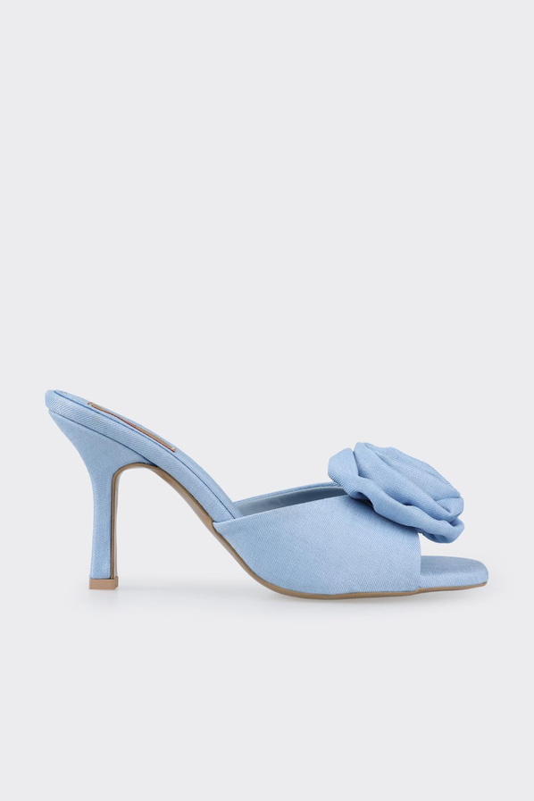 Mavi topuklu kadın terlik - Elle Shoes