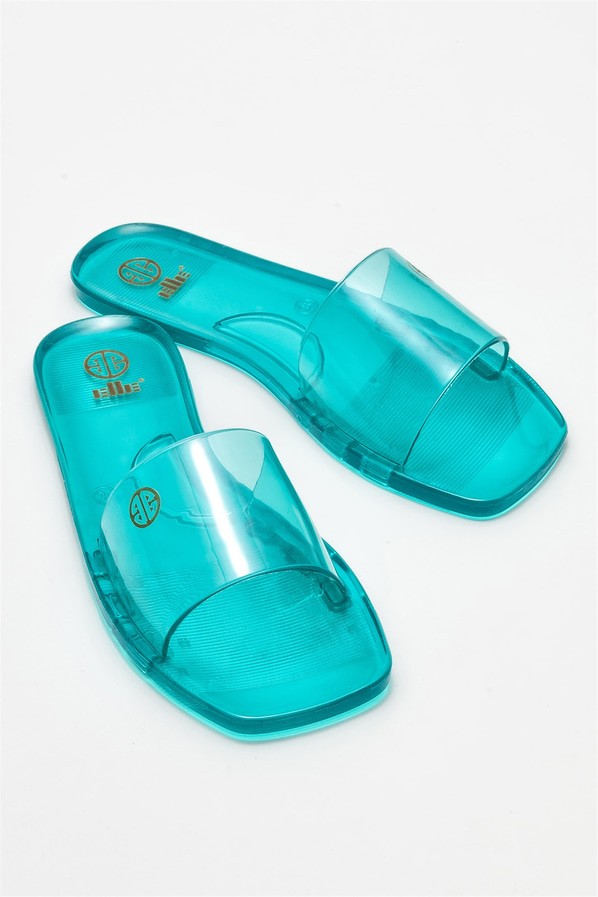 Mavi kadın düz terlik - Elle Shoes