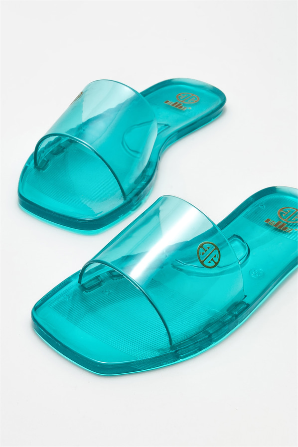 Mavi kadın düz terlik - Elle Shoes