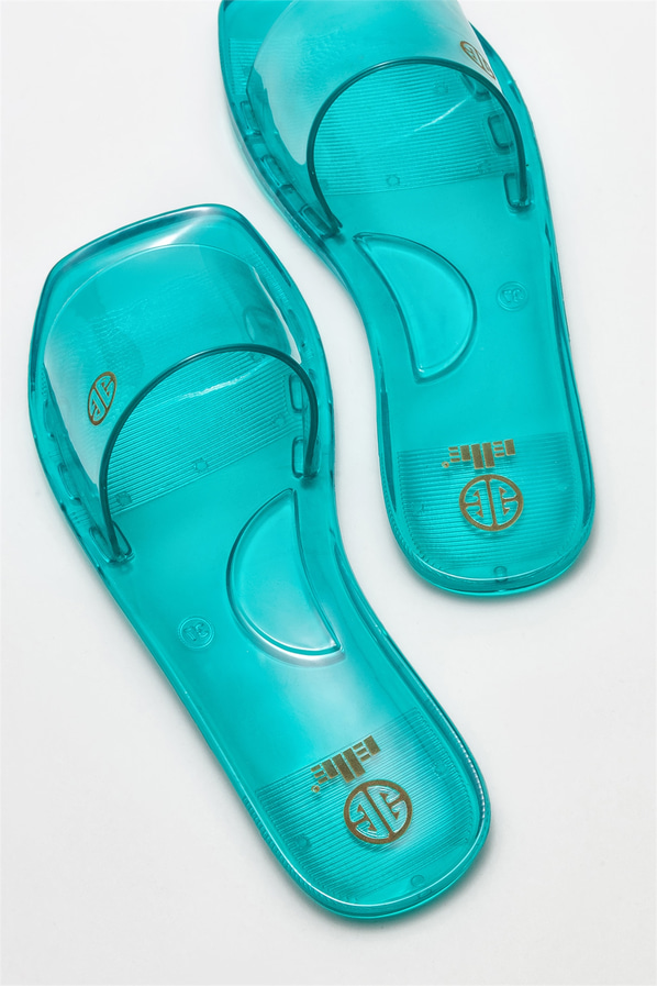 Mavi kadın düz terlik - Elle Shoes