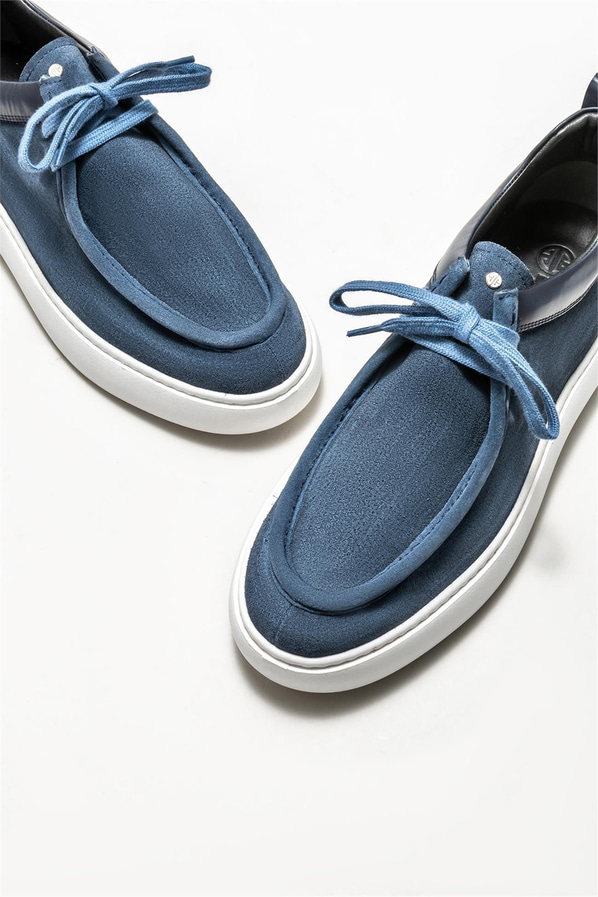 Mavi deri erkek günlük ayakkabı, günlük kullanım için - Elle Shoes