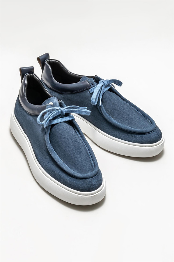 Mavi deri erkek günlük ayakkabı, günlük kullanım için - Elle Shoes