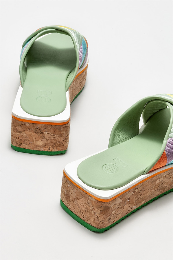 Deri kadın düz terlik - Elle Shoes