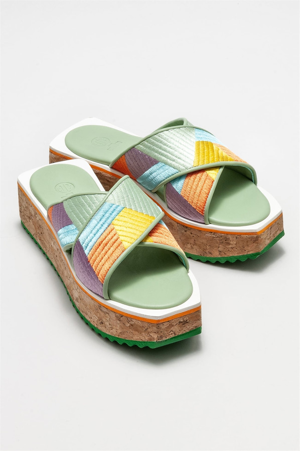 Deri kadın düz terlik - Elle Shoes