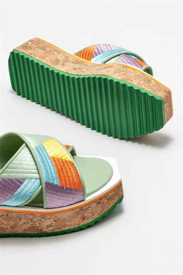 Deri kadın düz terlik - Elle Shoes