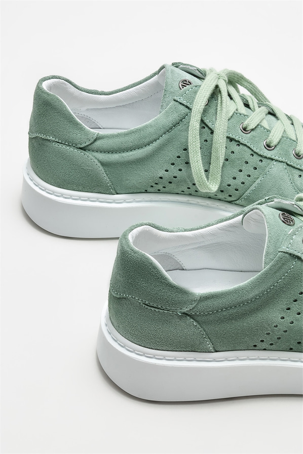 Mint yeşili deri erkek günlük ayakkabı, günlük kullanım için - Elle Shoes