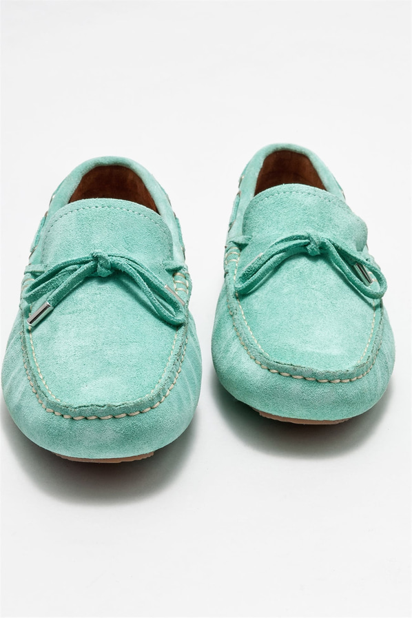 Mint yeşili deri erkek günlük ayakkabı, günlük kullanım için - Elle Shoes