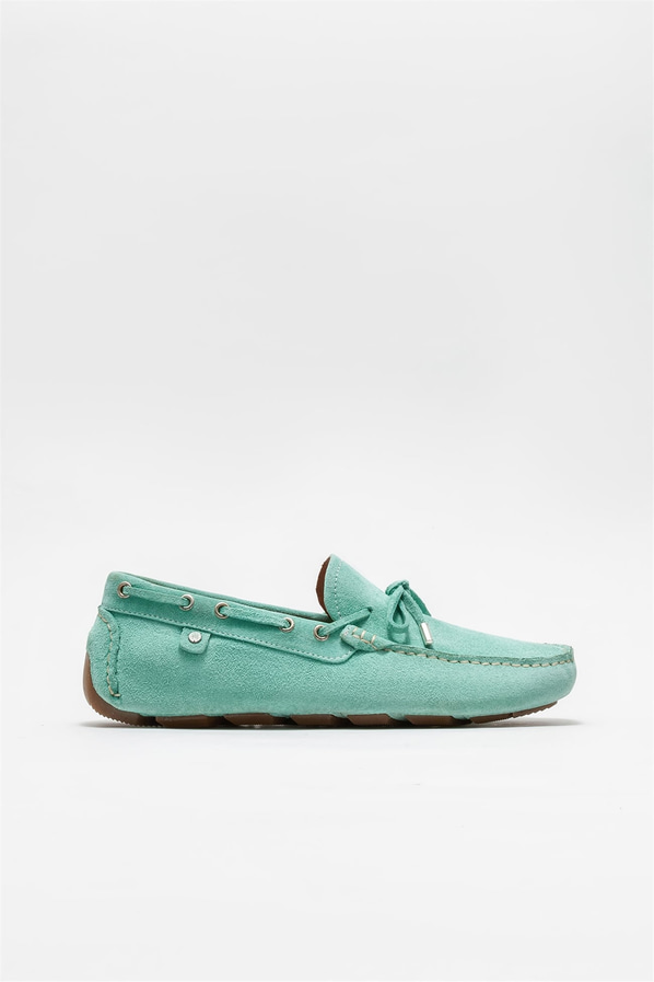 Mint yeşili deri erkek günlük ayakkabı, günlük kullanım için - Elle Shoes