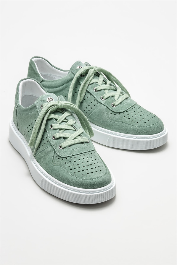 Mint yeşili deri erkek günlük ayakkabı, günlük kullanım için - Elle Shoes
