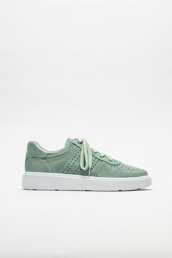 Mint yeşili deri erkek günlük ayakkabı, günlük kullanım için - Elle Shoes
