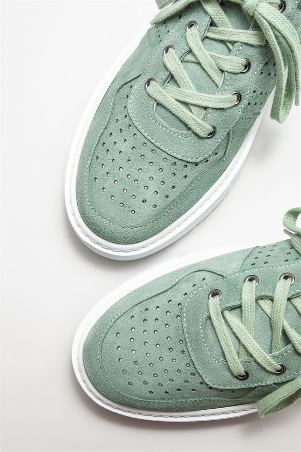 Mint yeşili deri erkek günlük ayakkabı, günlük kullanım için - Elle Shoes