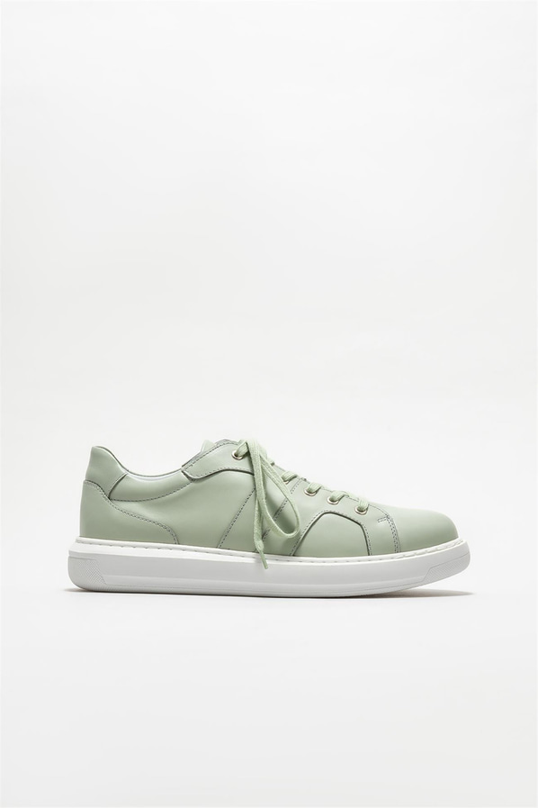 Mint yeşili deri erkek spor ayakkabı - Elle Shoes