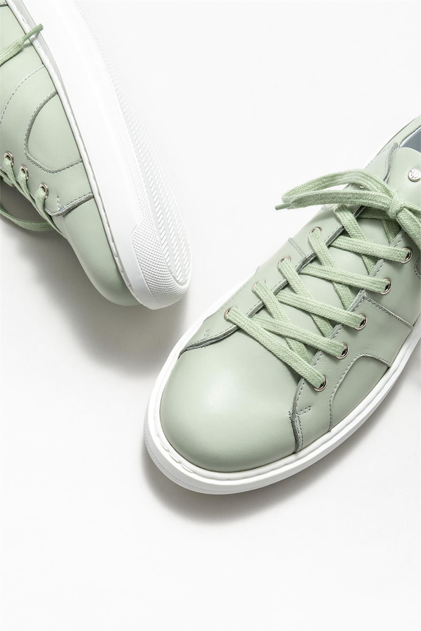 Mint yeşili deri erkek spor ayakkabı - Elle Shoes