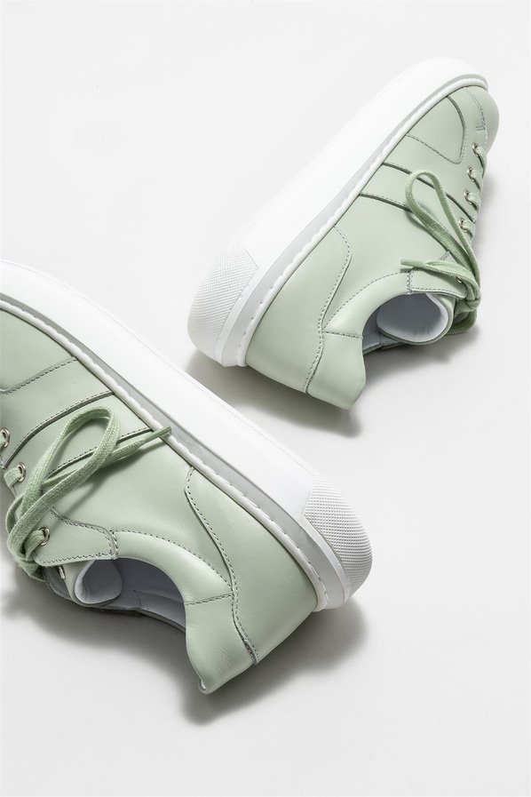 Mint yeşili deri erkek spor ayakkabı - Elle Shoes