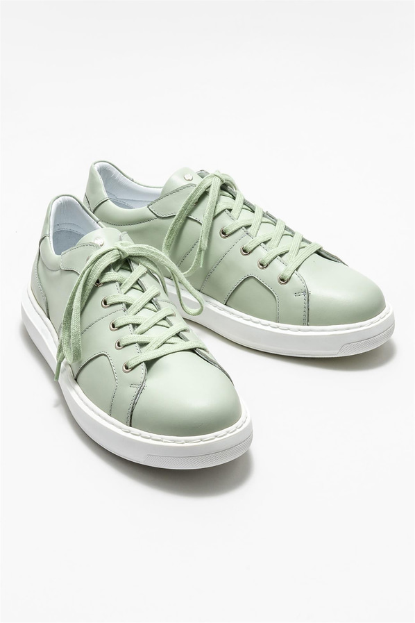 Mint yeşili deri erkek spor ayakkabı - Elle Shoes
