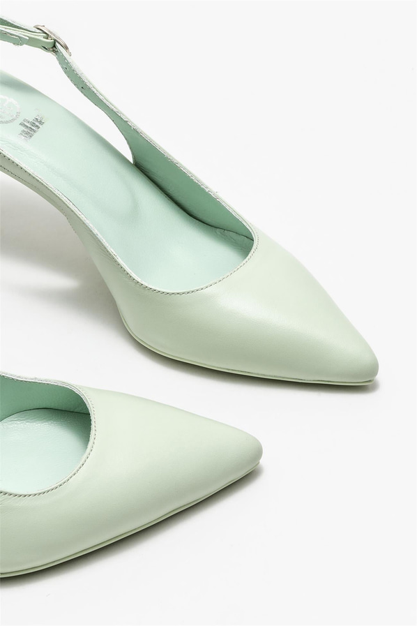Mint yeşili deri kadın topuklu ayakkabı - Elle Shoes